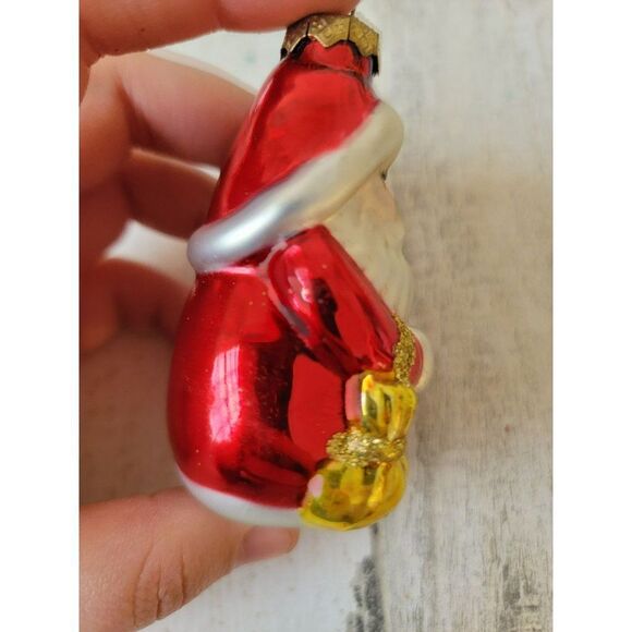 Santa toy sack pine tree blown glass ornament Xmas - Picture 4 of 5